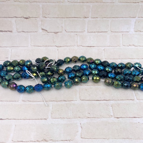 Green Iris Firepolished Czech Glass 10mm Round Bead Strand Jewelry Making - Picture 2 of 2